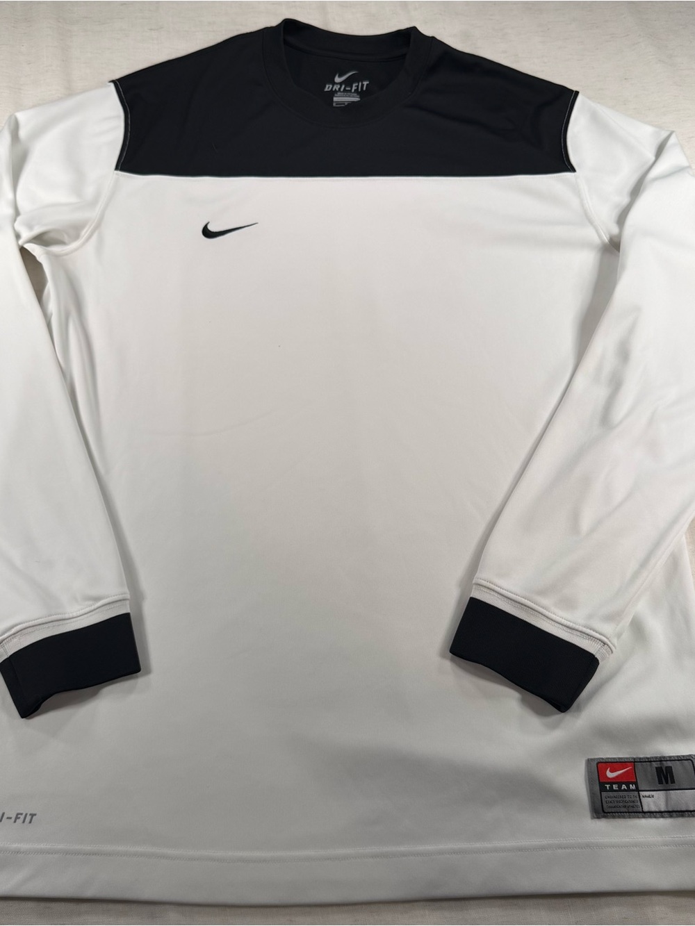 Nike Long Sleeve Dri-FIT Crew Shirt - White and Black